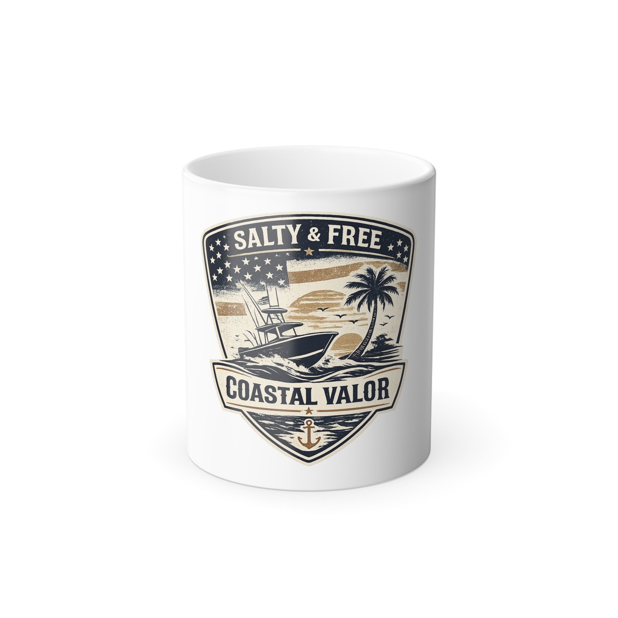 Color-Changing Mug — "Salty & Free" Coastal Valor Beach Coffee Cup, 11oz