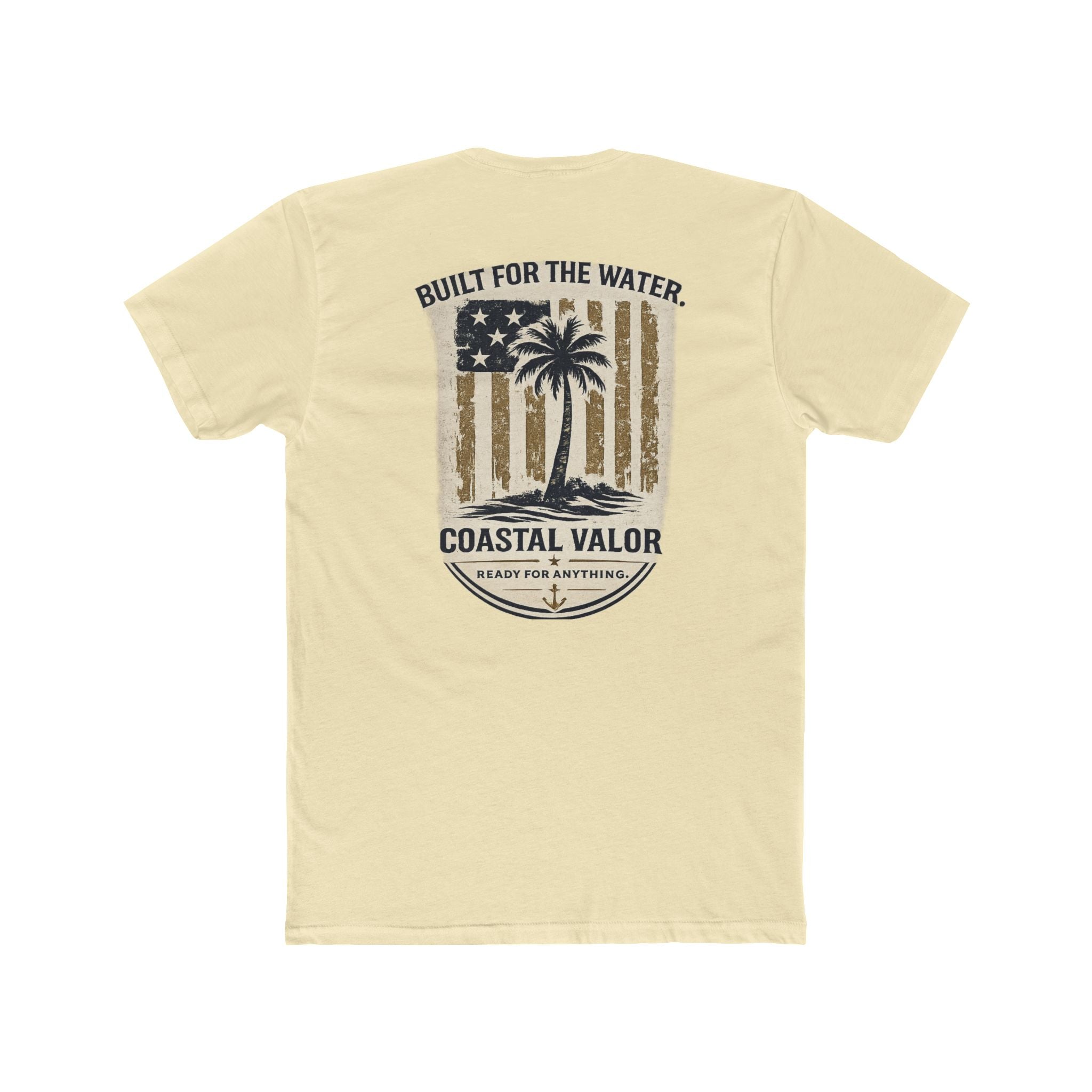 Coastal Valor Tee — "Built for the Water" Beach Palm Flag T-Shirt